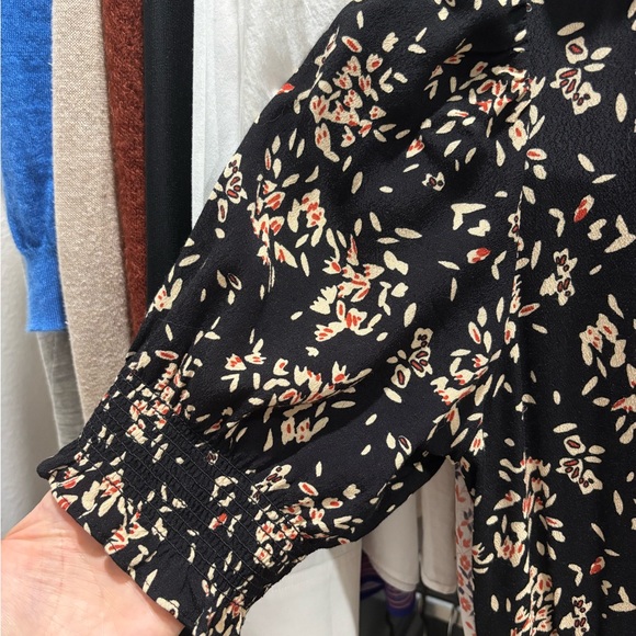 ba&sh Black and Cream Floral Midi Dress - Picture 5 of 9